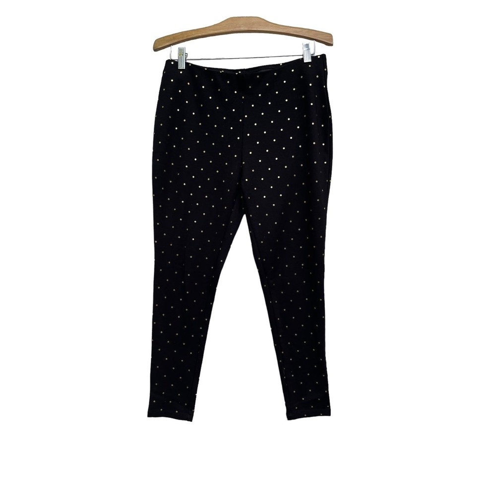 Chico’s leggings‎ black gold polka dots size Medium